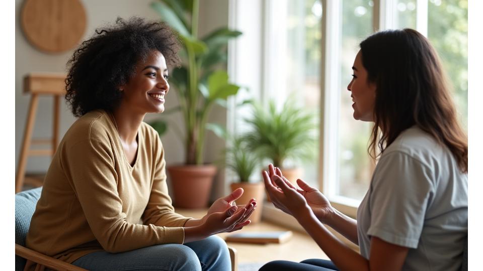 Client having a personal wellness consultation with a Lotus Hearth Wellness coach