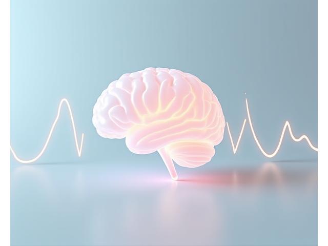 An abstract representation of sound waves impacting brain activity, illustrating the scientific benefits of sound healing.